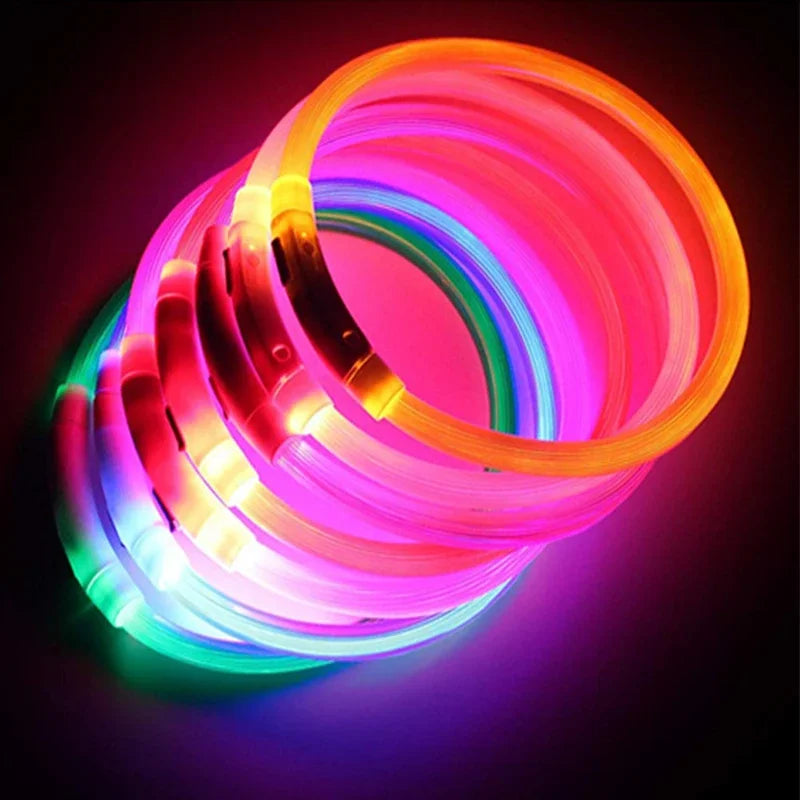Led Glowing Dog Collar  Luminous Collar Adjustable Night Light  Harness Dog Leash For Girl Small Dogs Cat Pet Safety Accessories